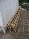 Exterior bamboo columns.