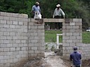 Entry wall nears completion