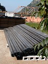 Steel delivery for the main roof trusses.